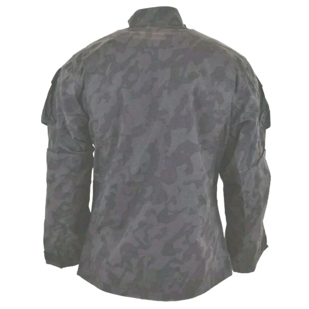 US Military Field Combat Jacket Men XXL ACU Rip Stop Canvas Black Night Camo Nwt
